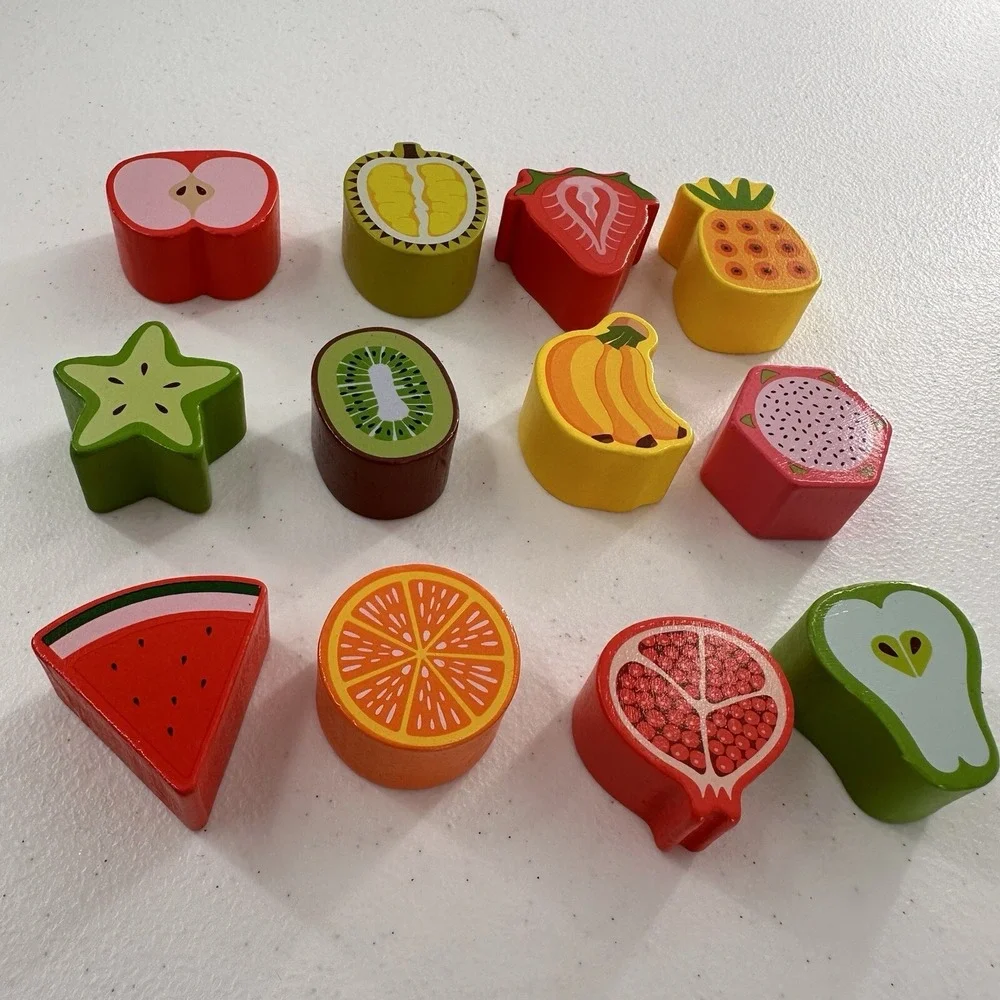 Montessori Educational Wood Food Pieces Rabbit Farm Shape Sorter Educational Toy